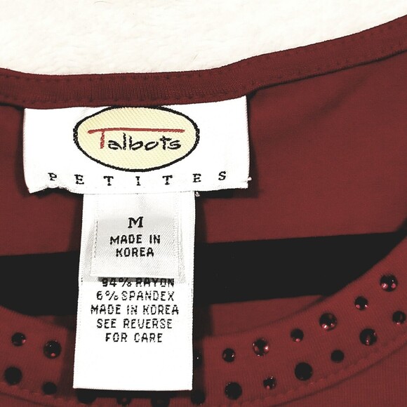 Talbots SIZE Petite Med Red 2 Piece Cardigan Tank Top Rayon Jewel Embelished - Picture 9 of 9